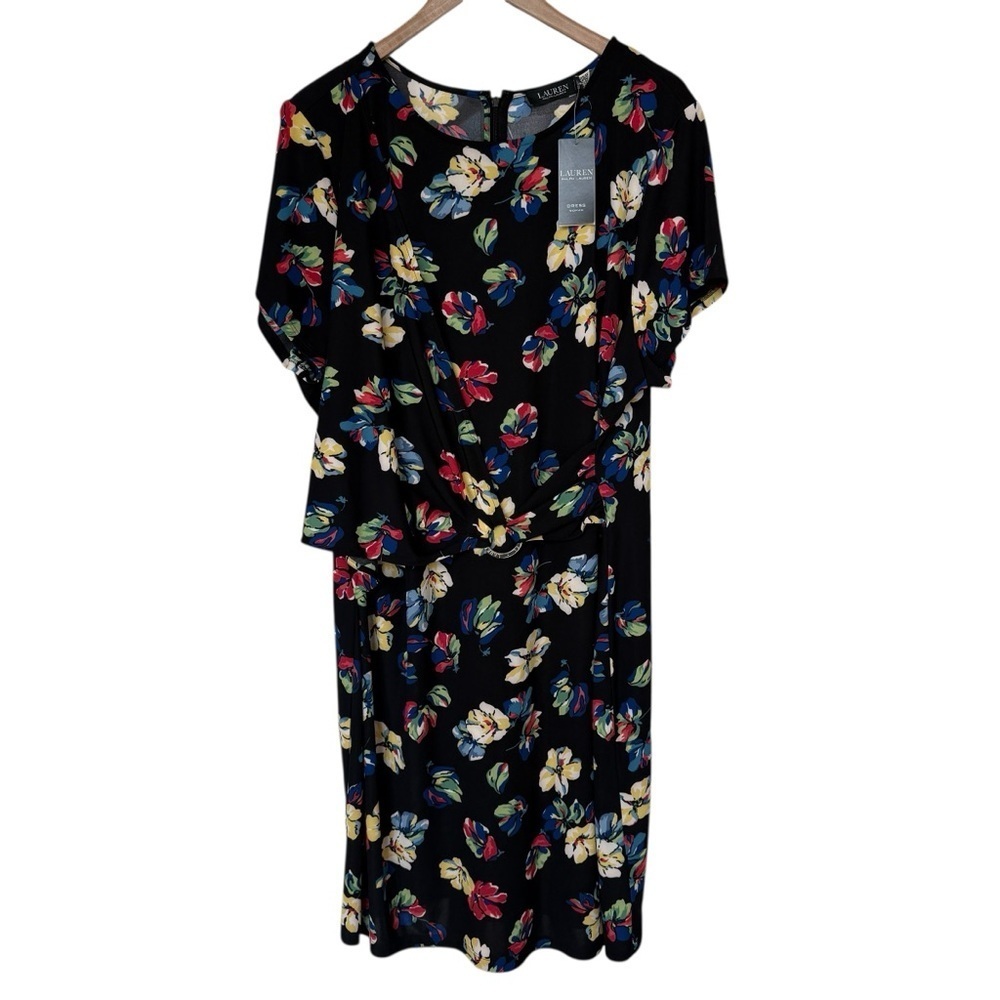 Lauren Ralph Lauren Women's Plus 22W Floral Knee-Length Wrap Dress Multicolor